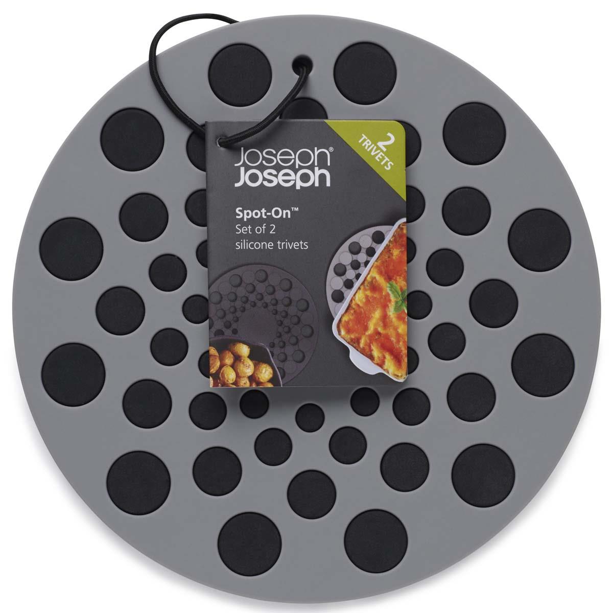 Grey Joseph Joseph Spot-On Set of 2 Round Silicone Trivets BOX