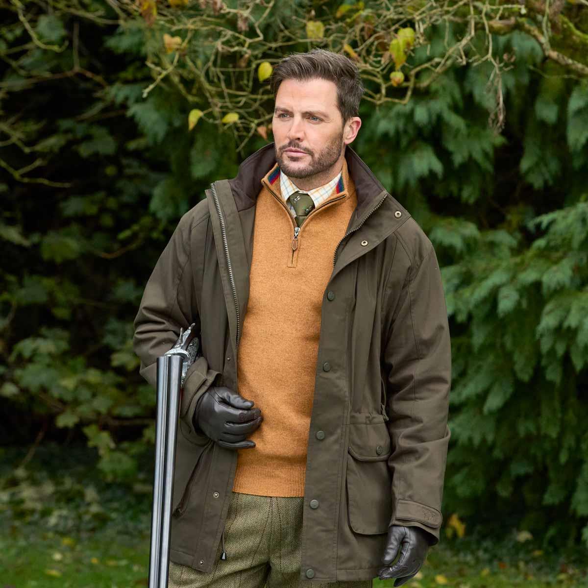 Olive Alan Paine Mens Dunswell Field Coat Lifestyle