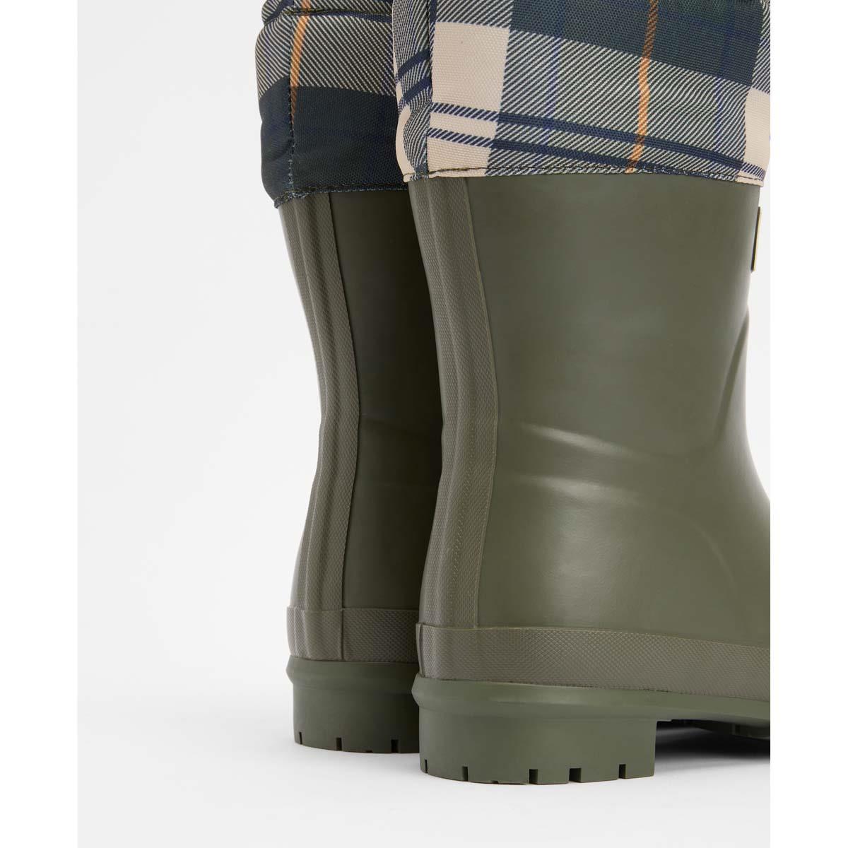 Olive/Ancient Tartan Barbour Womens Mowbray Mid Welly heel