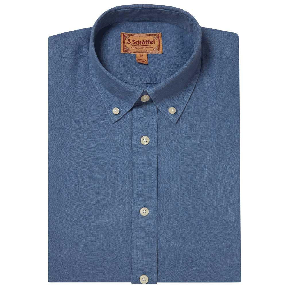 French Navy Schoffel Mens Walsingham Linen Shirt
