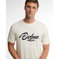 Whisper White Barbour Mens Hook Relaxed Graphic T-Shirt LOGO