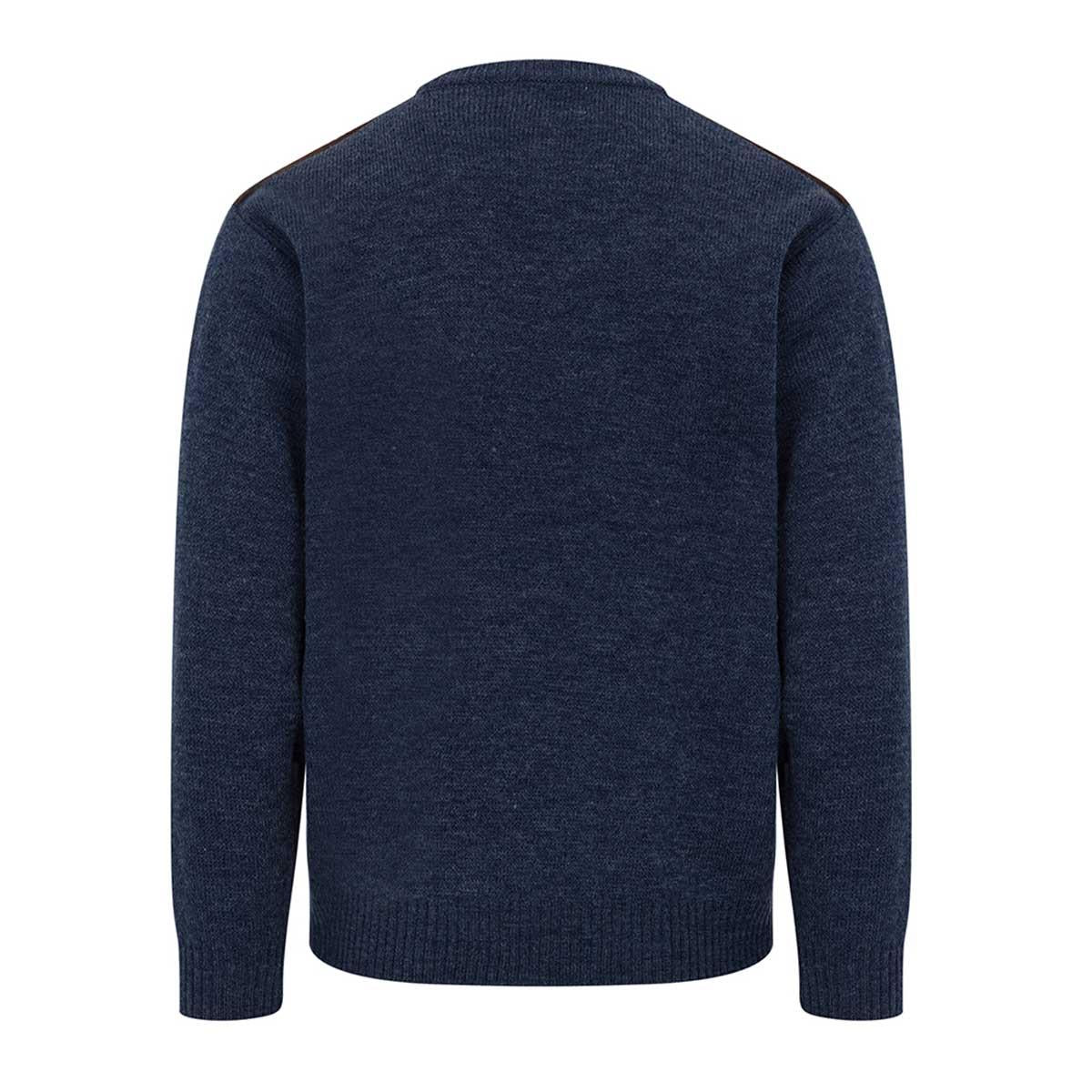 Storm Blue Marl Hoggs Of Fife Mens Melrose II Crew Pullover Back
