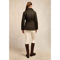 Dark Olive Holland Cooper Womens Belted Wax Jacket On Model Back
