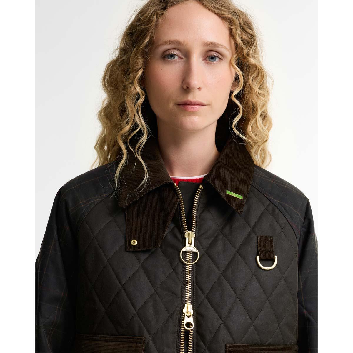 Olive/Classic Barbour Womens Tartan Reimagined Icons Tartan Quilt  COLLAR2