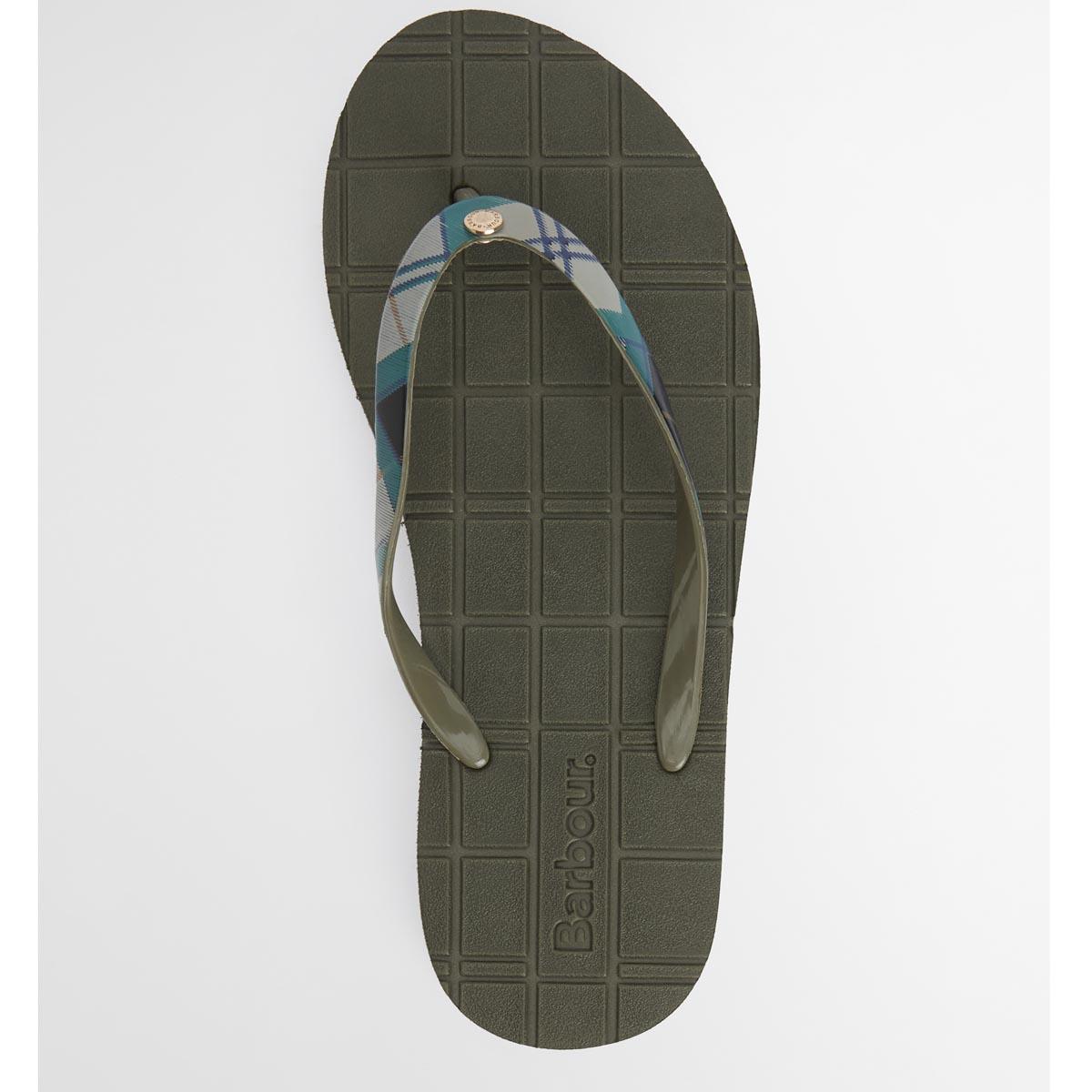 Olive/Ancient Tartan Barbour Tilda Toe Post Sandal TOP