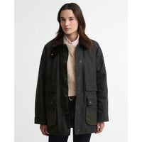 Sage/Classic Barbour Womens Modern Border Wax Jacket Front