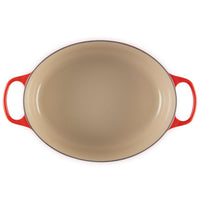 Cerise Le Creuset Signature Cast Iron Oval Casserole 35cm Interior