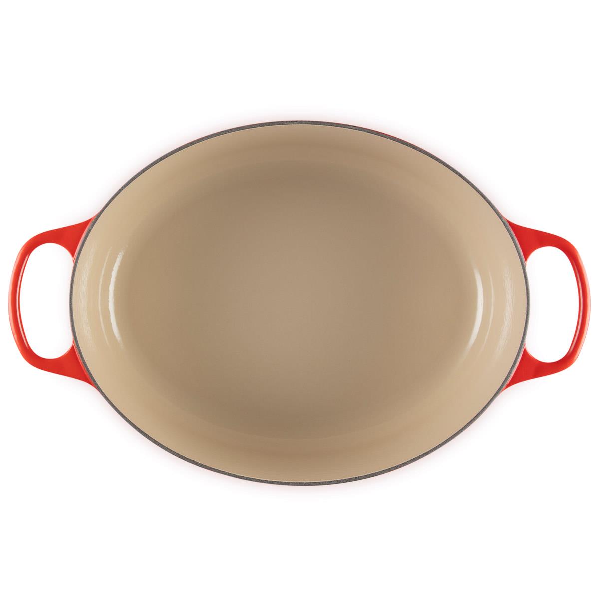 Cerise Le Creuset Signature Cast Iron Oval Casserole 35cm Interior