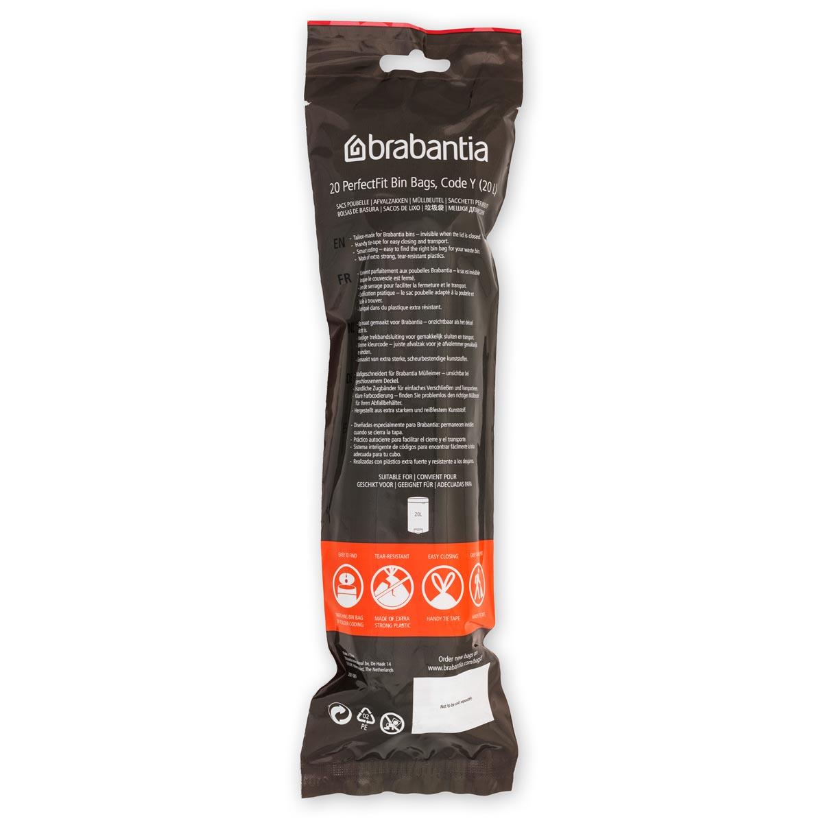 Brabantia Bin Liners PerfectFit Bin Bags Back of Packet