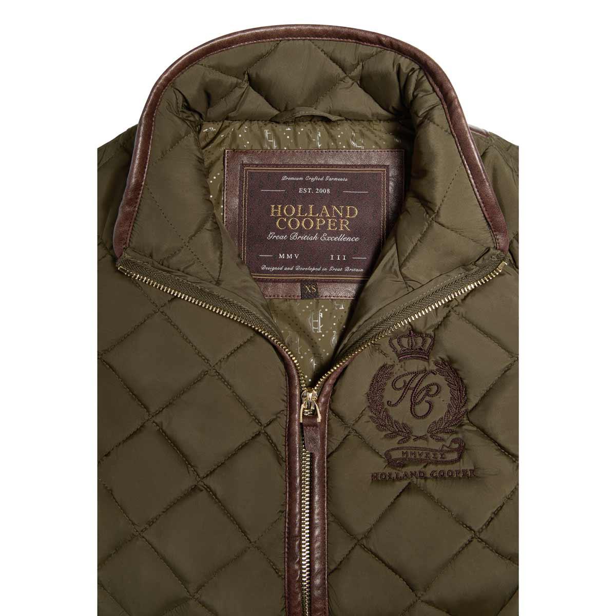 Khaki Holland Cooper Womens Lightweight Country Gilet Detail