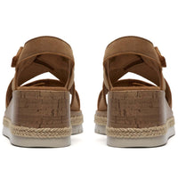 Tan Nubuck Clarks Womens Kidiki Sun Wedge Sandals Heel
