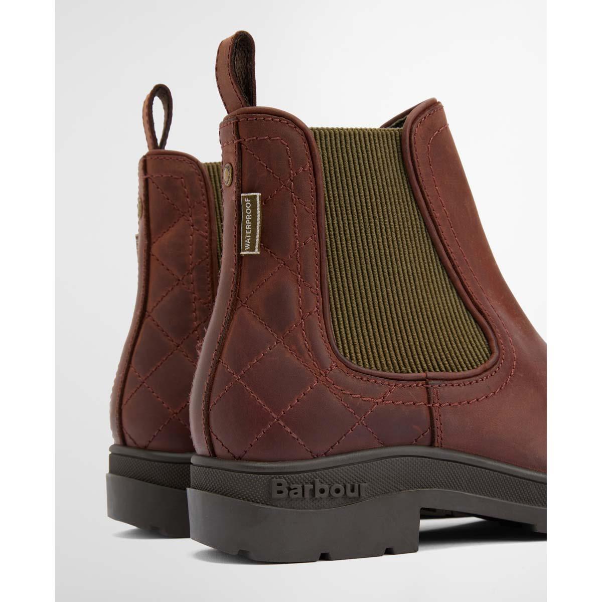 Mahogony/Chocolate Nubuck Barbour Womens Amble Chelsea Boot Back
