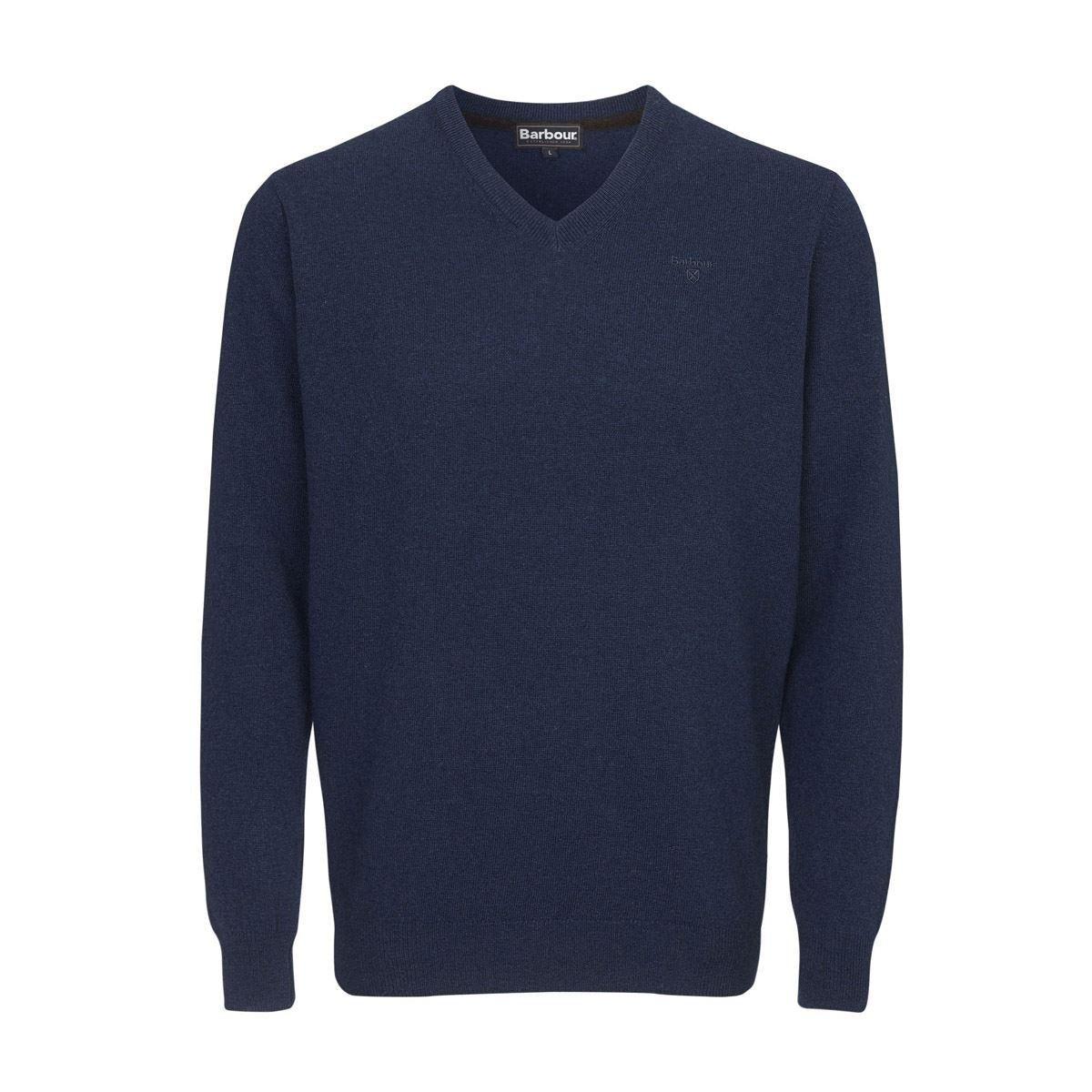 Deep Blue Barbour Mens Essential Lambswool V Neck Sweater