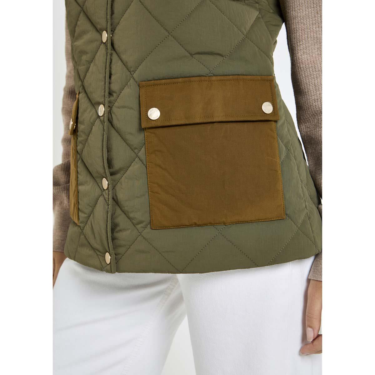 Kelp Dubarry Womens Clashmore Quilted Gilet On Model Pocket Detail