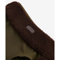 Olive/Brown Reversed Barbour Reversible Quilt/Borg Fleece Dog Coat badge