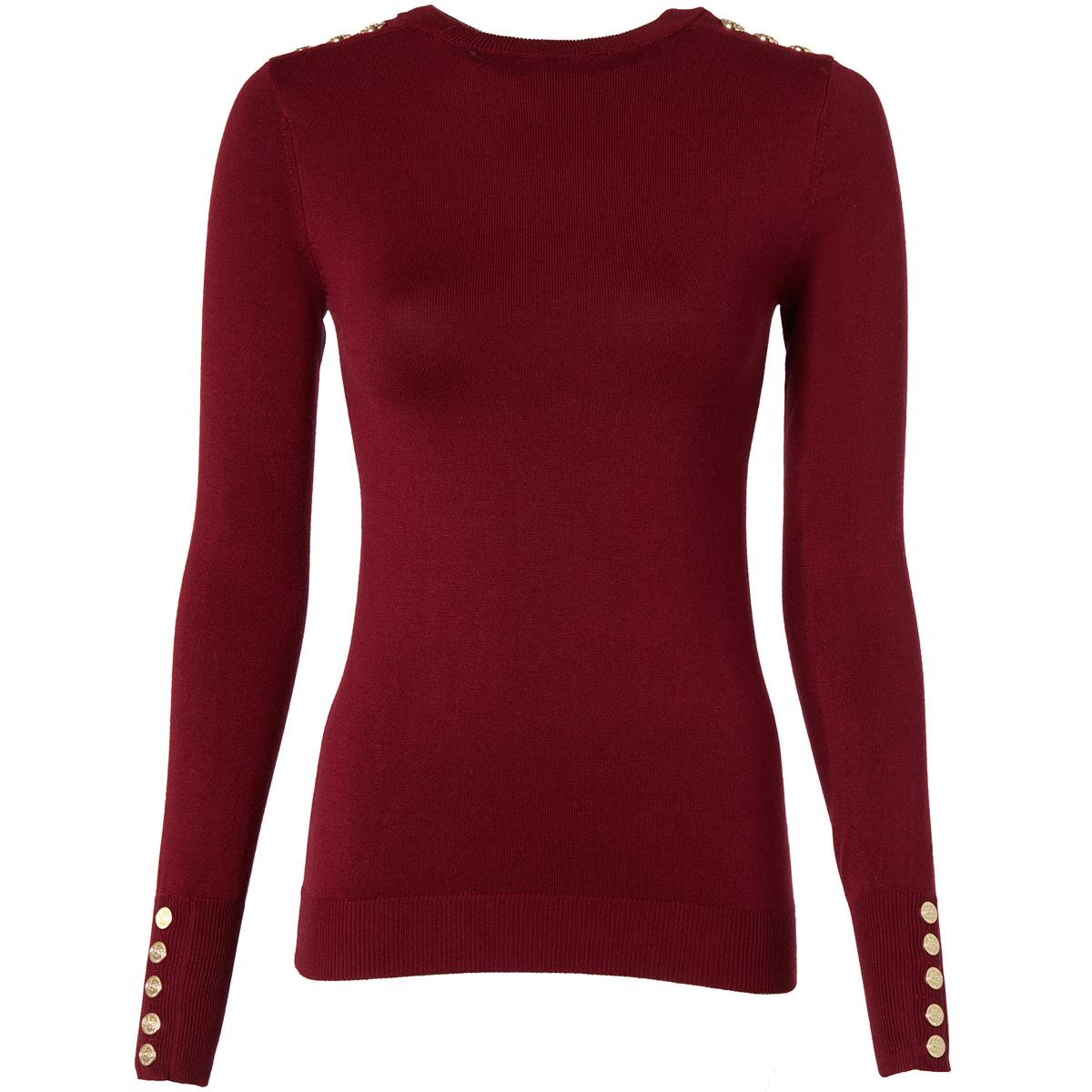 Holland Cooper Womens Buttoned Knit Crew Neck Jumper