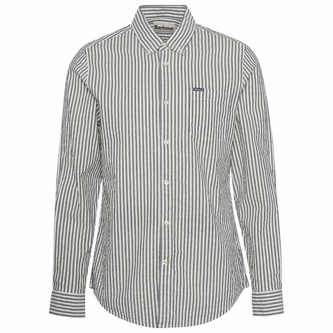 Navy Barbour Mens Cresswell Seersucker Tailored Fit Shirt
