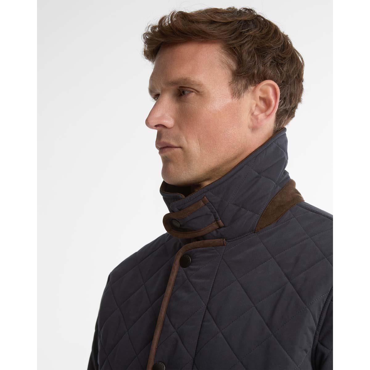 Dark Navy Barbour Mens Thursby Polarquilt Jacket Collar