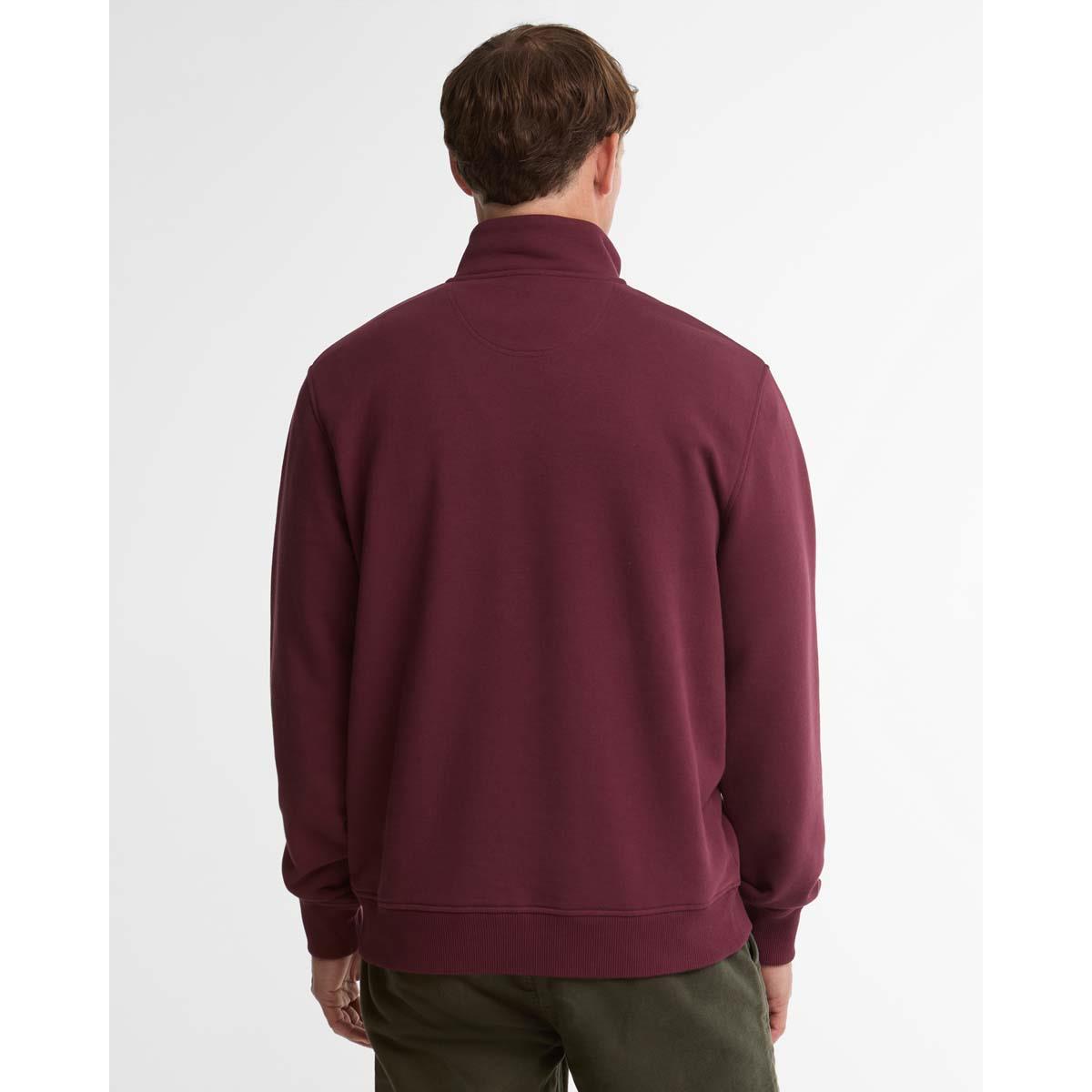 Dark Bordeaux Barbour Mens Fosse Half Zip Sweatshirt BACK