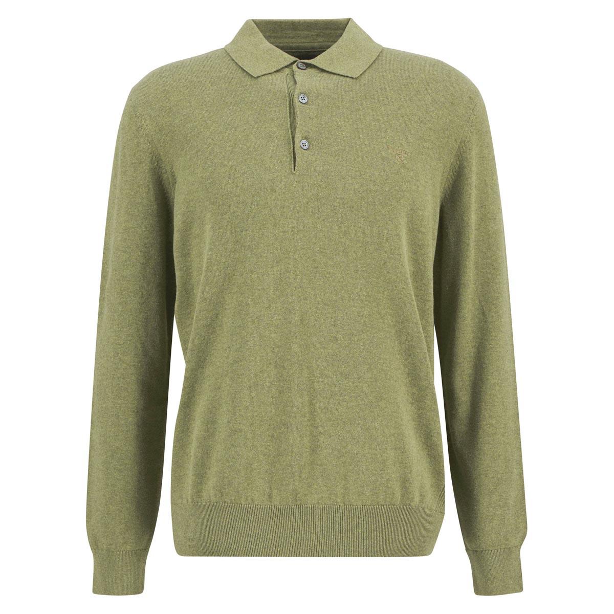 Laurel Green Barbour Mens Pima Cotton Knitted Polo Shirt