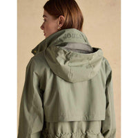 Khaki Green Joules Womens Hensley Longline Waterproof Coat Back