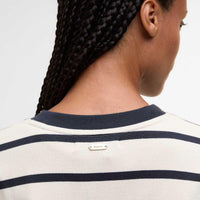 Ecru/Dark Navy Stripe Barbour Womens Maeve Top Neck line