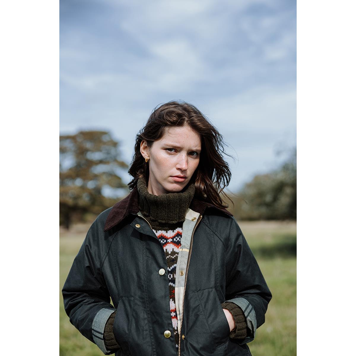 Sage/Ancient Barbour Womens Modern Beadnell Wax Jacket Lifestyle