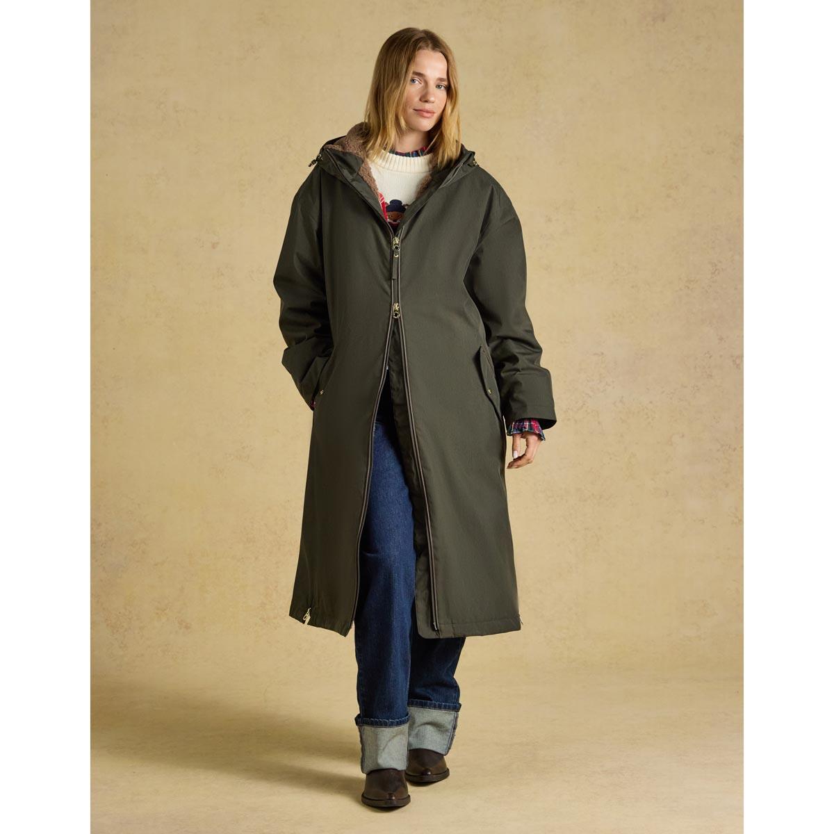 Joules Womens Coverall Oversized Fleece Lined Waterproof Coat