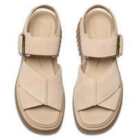 Ecru Suede Clarks Womens Evamar Wish Sandal Top