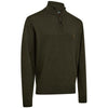 Forest Ember Melange Deerhunter Mens Harrington Half-Zip Knit