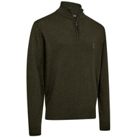 Forest Ember Melange Deerhunter Mens Harrington Half-Zip Knit