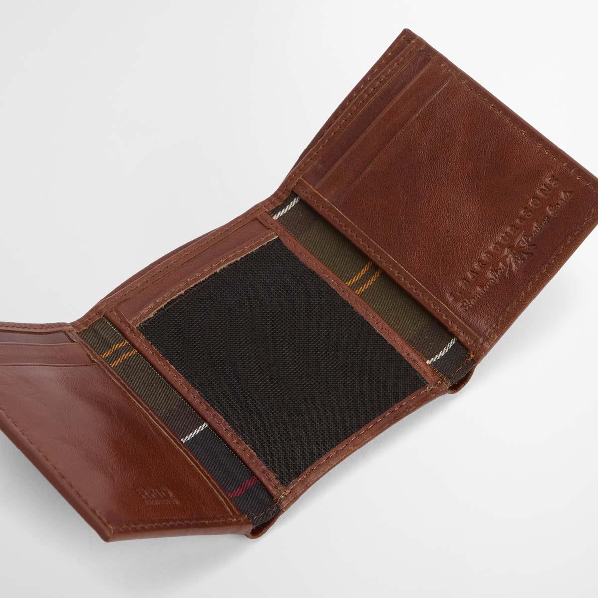 Heritage Brown Barbour Mens Bywell Leather Bi Fold Wallet Inner