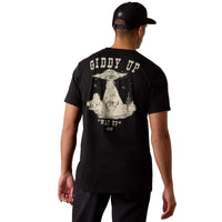 Black Ariat Mens Cowboy Way Up T-Shirt Back on model