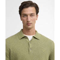 Laurel Green Barbour Mens Pima Cotton Knitted Polo Shirt Collar