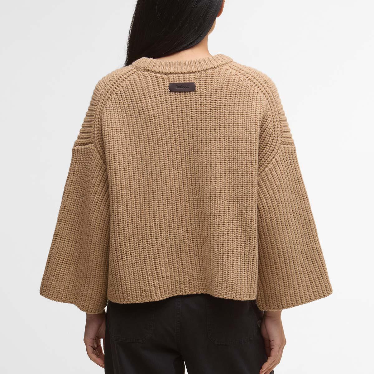 Military Brown Barbour Lilian Knitted Jumper Back
