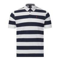 Navy White Stripe Musto Mens Original Striped Polo Shirt