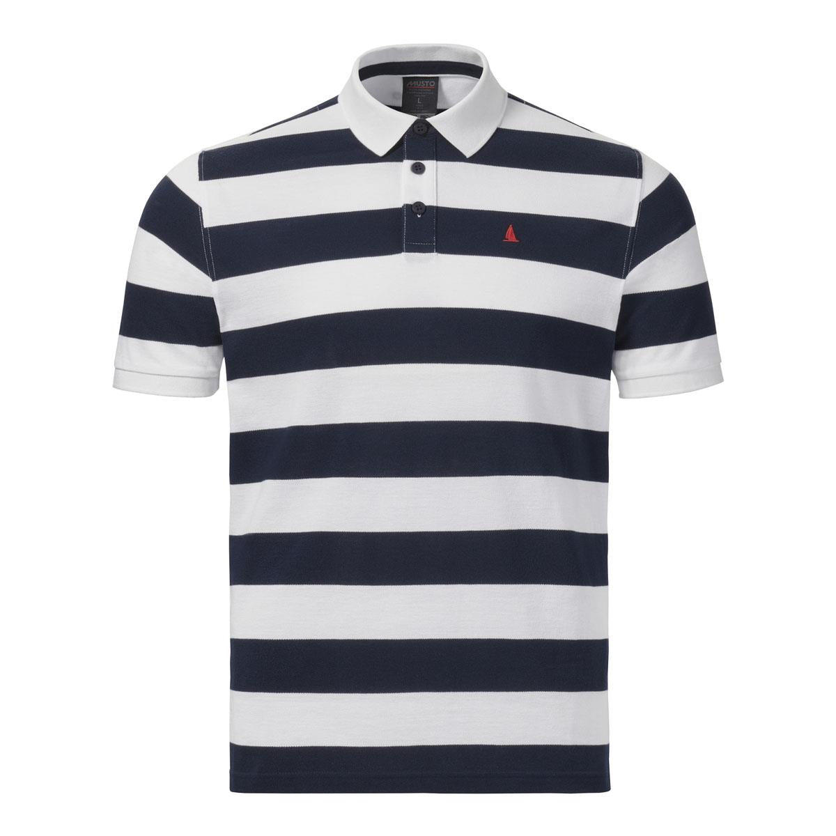 Navy White Stripe Musto Mens Original Striped Polo Shirt