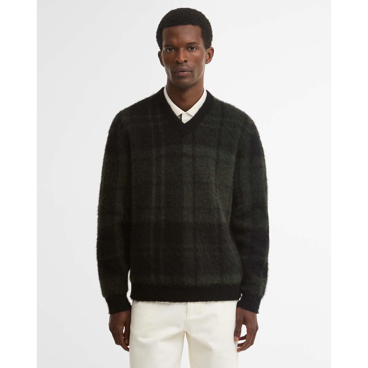 Barbour Mens Hunham Tartan V-Neck Knitted Jumper