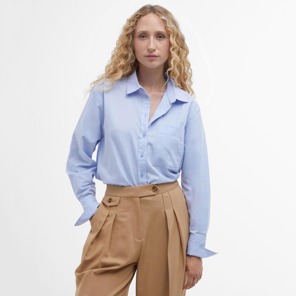 Pale Blue Barbour Womens Josephine Shirt Front