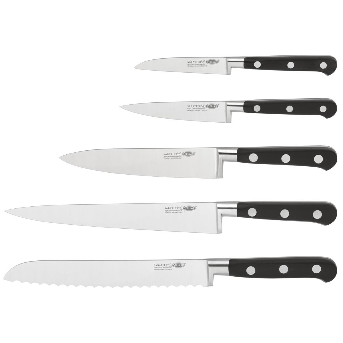 Stellar Sabatier IS 5 Piece Knife Block Set Contents