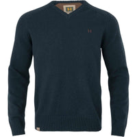 Dark Navy Harkila Mens Vincent Merino V-Neck Pullover