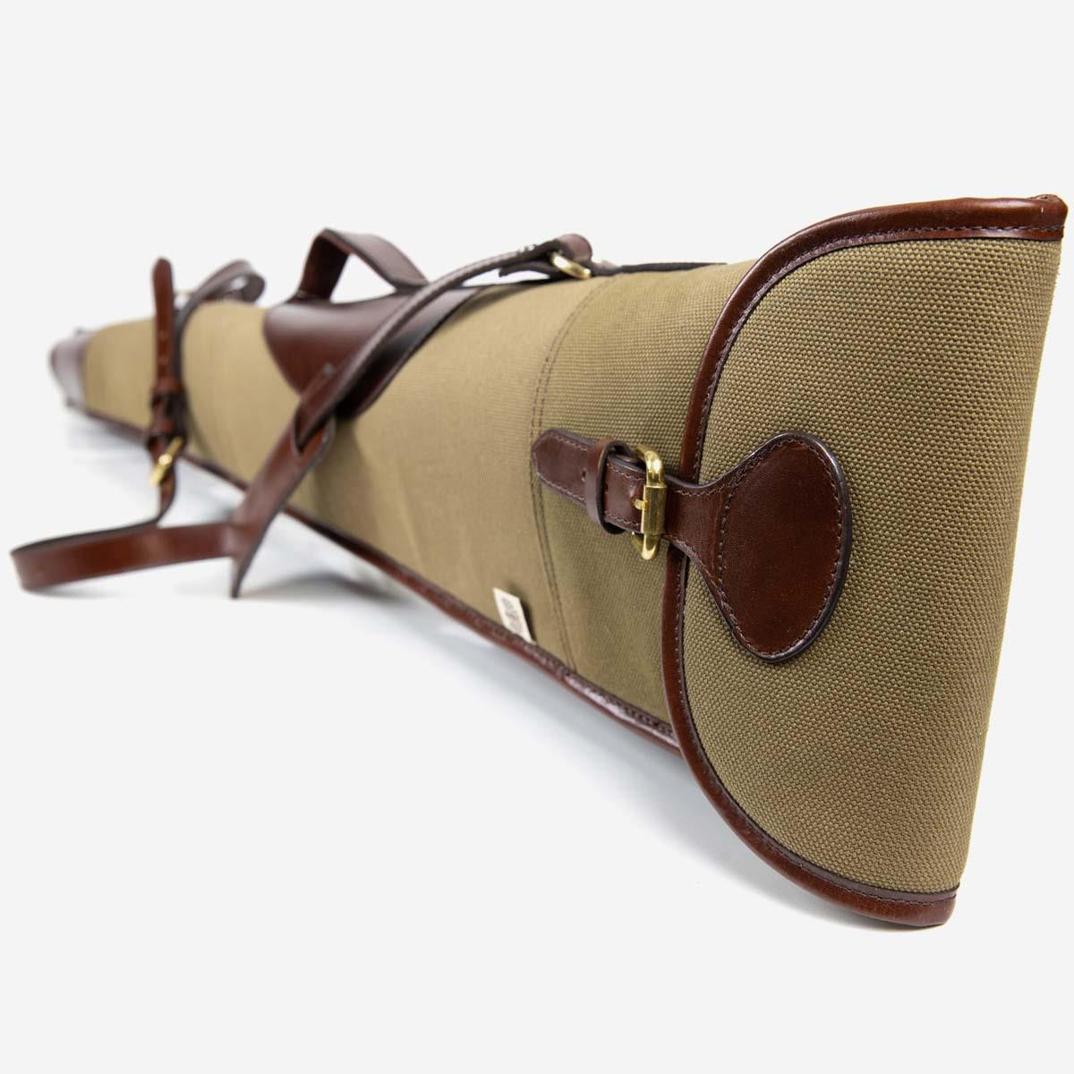 Teales Huntsman Brandy Leather & Khaki Canvas 30 Inch Buckle Gun Slip