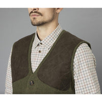 Moss Green Seeland Mens Hillside Waistcoat On Model Detail