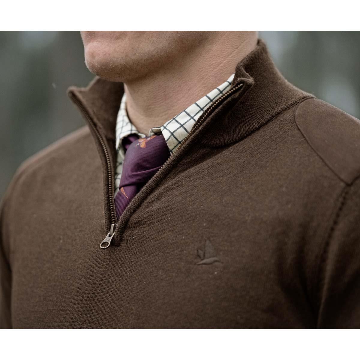 Dark Brown Seeland Mens Pine Half Zip Sweater LS2