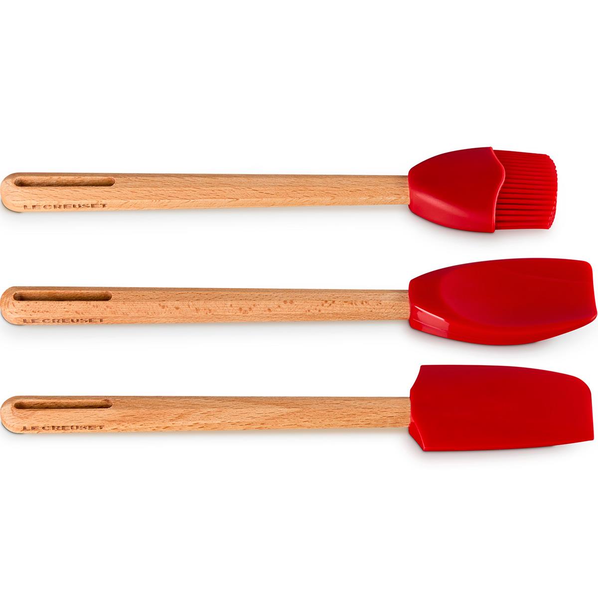 Le Creuset Signature Set of 3 Tools Medium Spatula, Large Spoon, Basting Brush