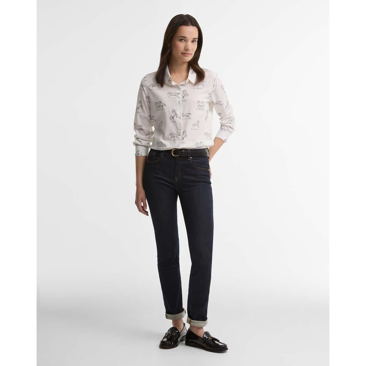 Multi Horse Barbour Womens Safari Shirt ON MODEL