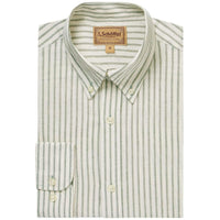 Agave Green Stripe Schoffel Mens Walsingham Linen Shirt