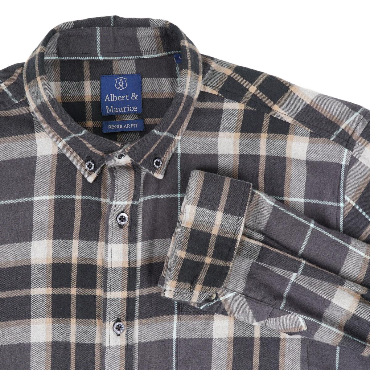 Albert and Maurice Mens Lugg Flannel Shirt Taupe Check