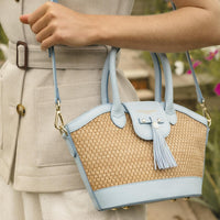 Fairfax & Favor Mini Windsor Basket Bag sKY BLUE