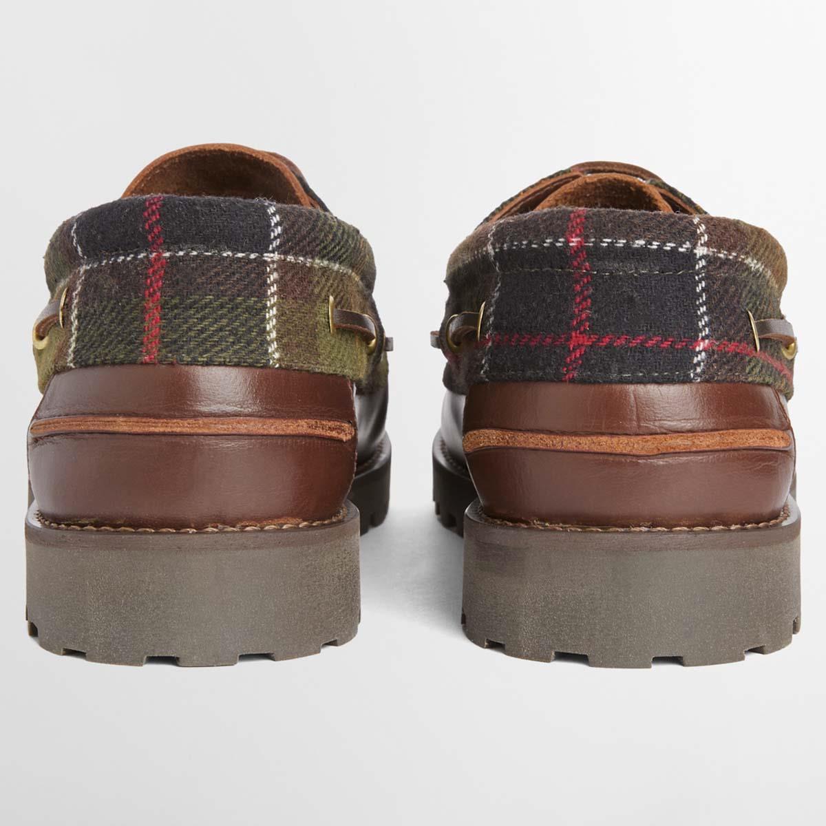 BROWN/CLAASIC TARTAN Barbour Mens Deck Boat Shoe BACK